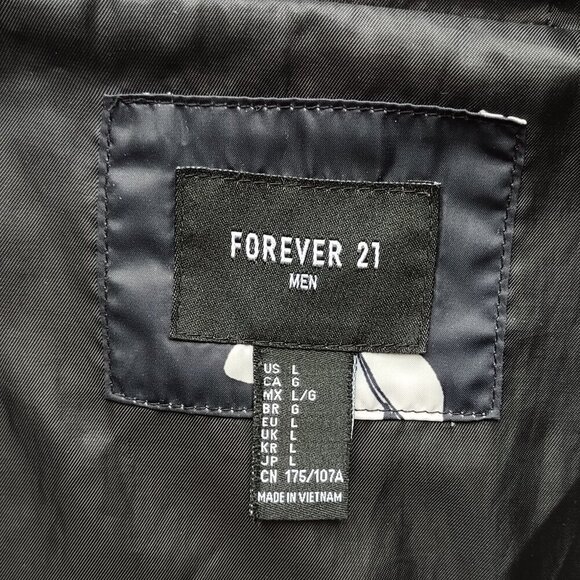 Forever 21 Men's Bomber Jacket Hood Full Zip Pockets Size Large - Picture 7 of 8